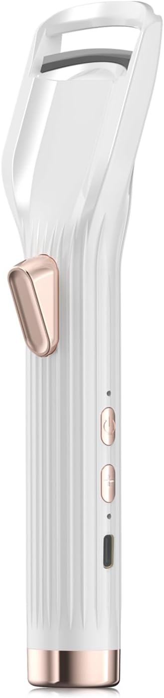 Quivy Premium Heated Eyelash Curler with heat-safe metal plate and ABS plastic body for easy curling.
