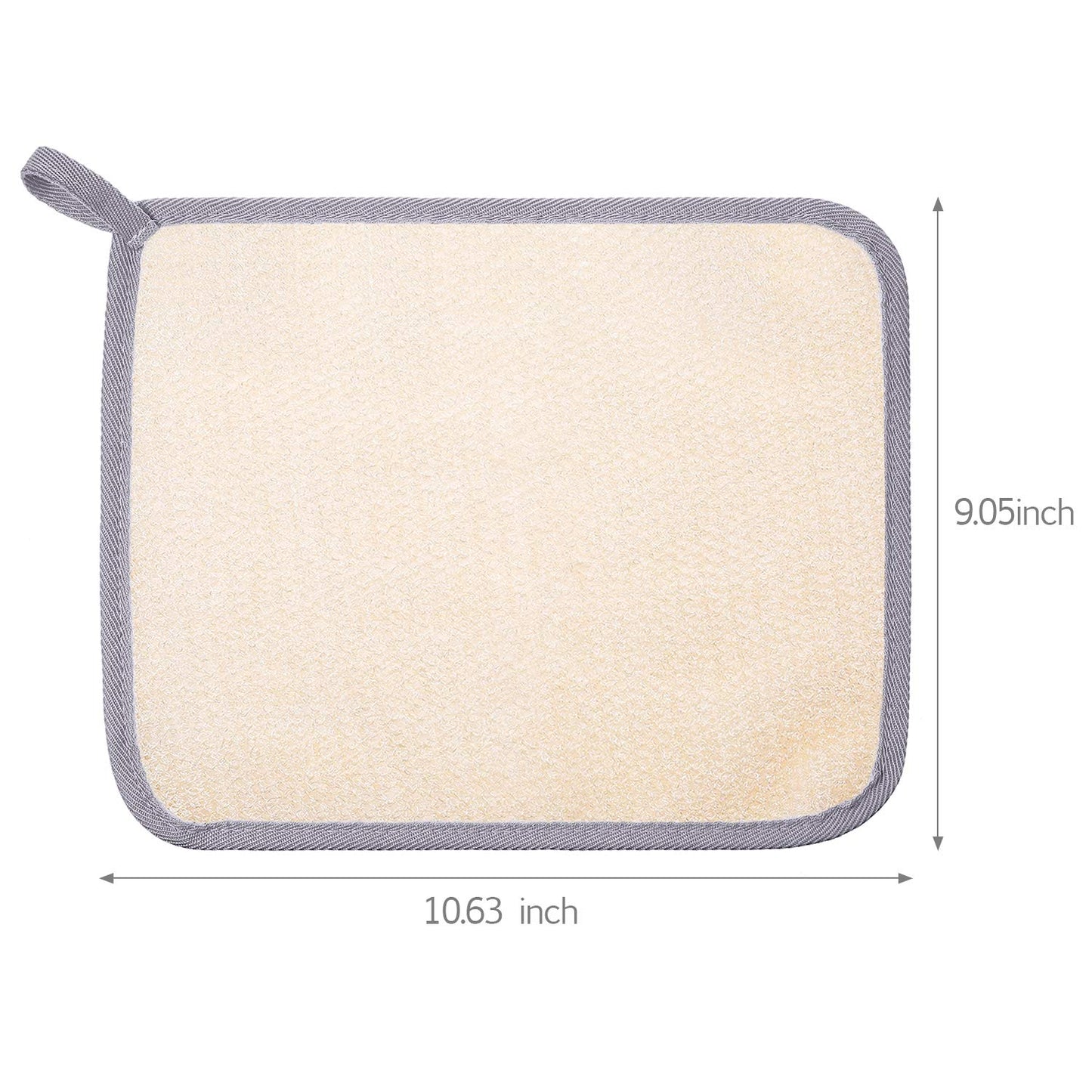 Quivy SkinTowel exfoliating cloth dimensions 10.63x9.05 inches, soft textured surface for deep cleansing and renewal.