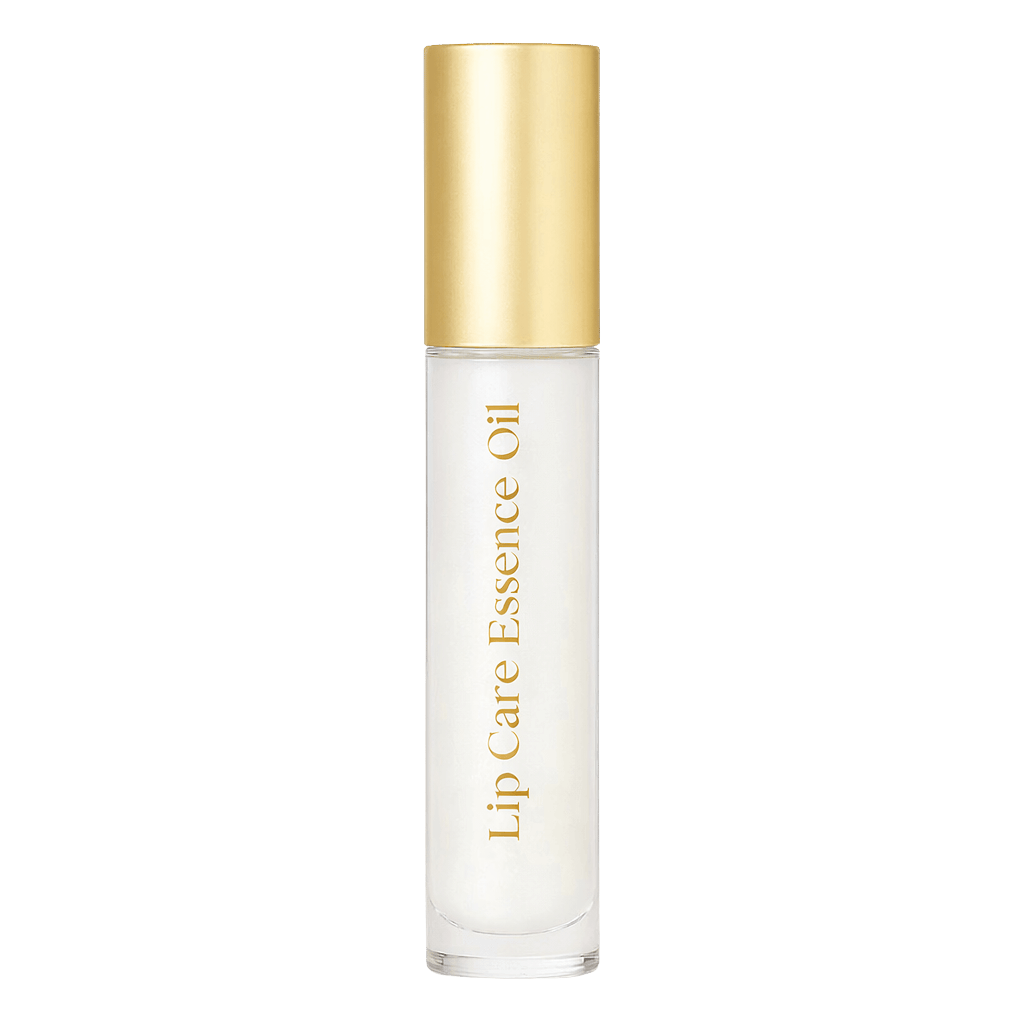 Lip Care Essence Oil in a clear tube with gold accent, perfect for moisturizing and adding shine to lips.