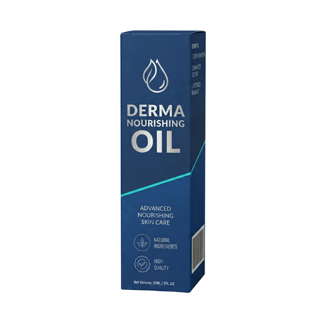 Derma Nourishing Oil packaging displaying advanced nourishing skin care with natural ingredients and high quality.