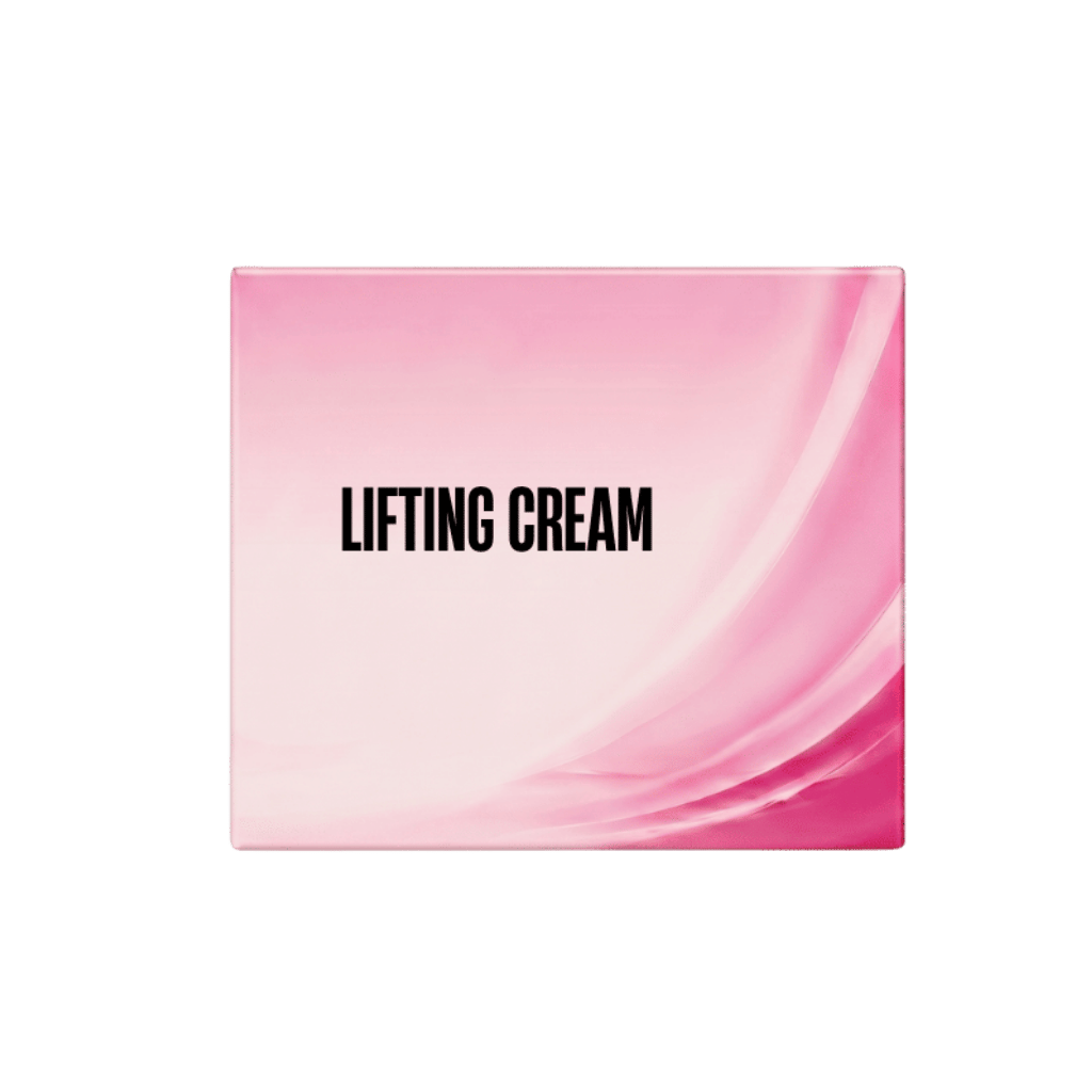 LIFTING CREAM product packaging featuring a smooth pink design for a youthful, lifted complexion.