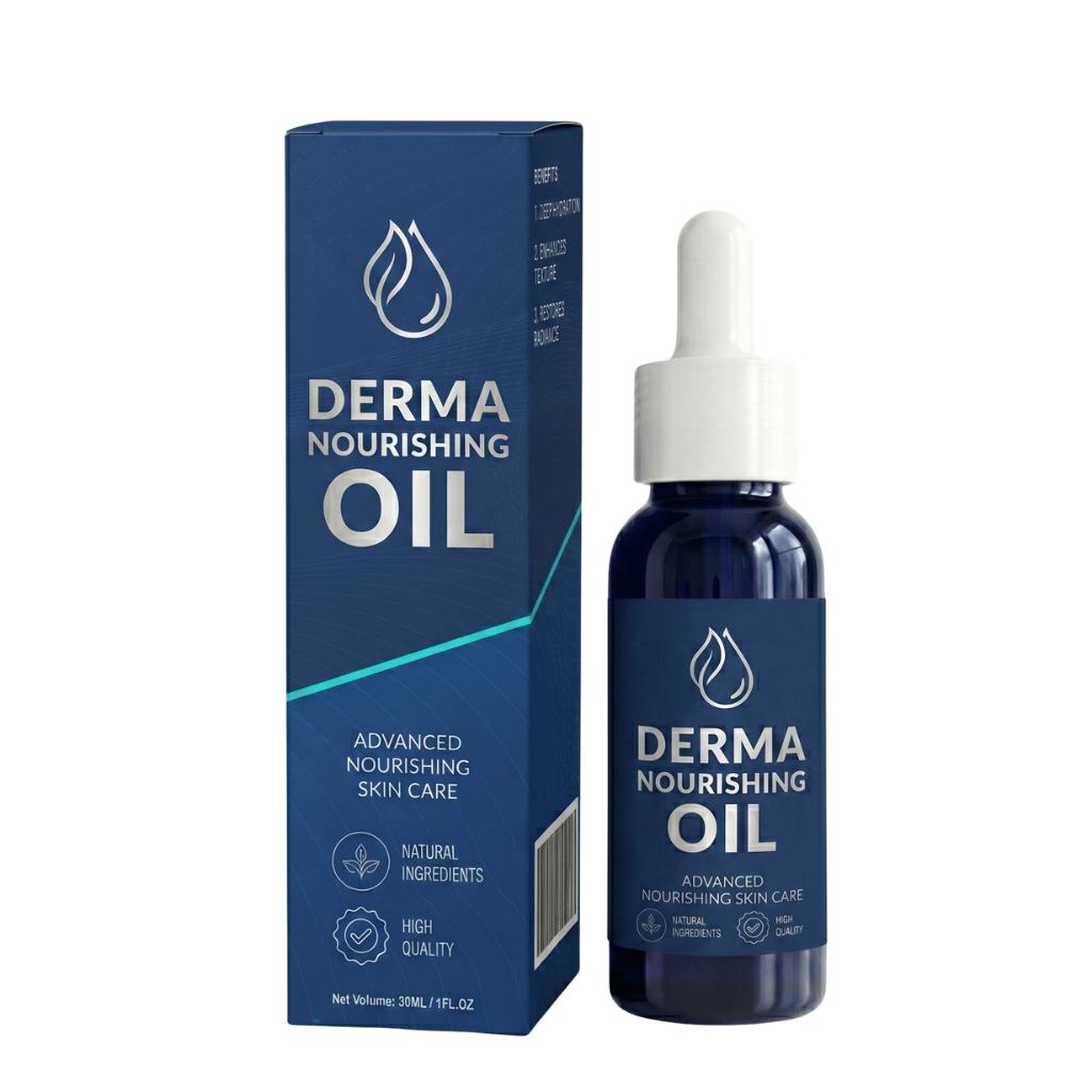 Derma Nourishing Oil bottle and box, advanced skincare with natural ingredients for daily nourishment.