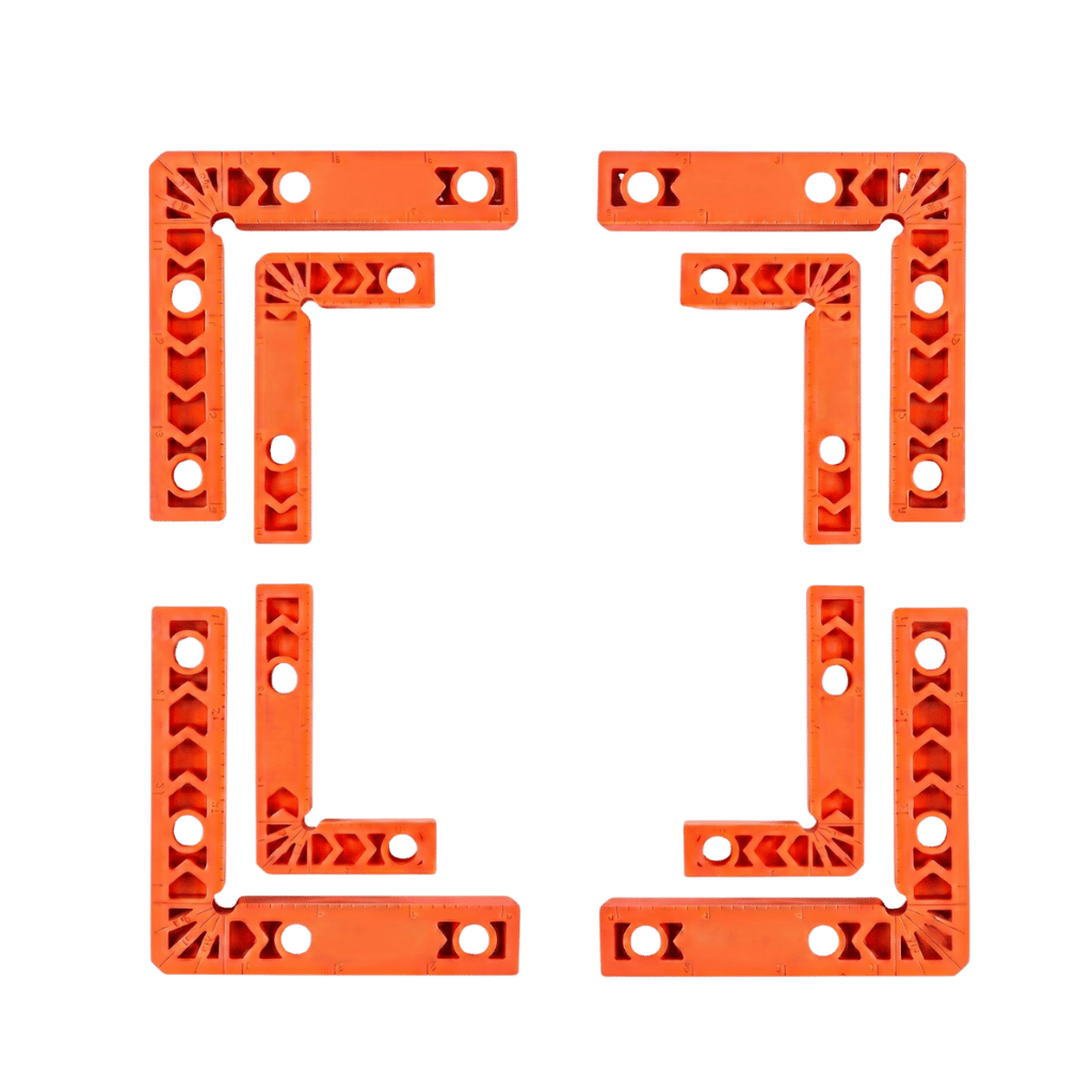 Positioning Square Set in bright orange, designed for accurate 90-degree corner alignment and easy setup.