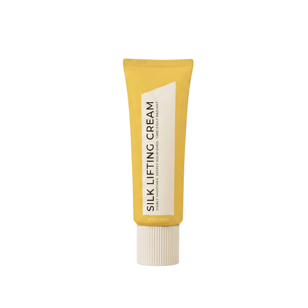 Silk Lifting Cream tube showcasing its silky texture for firmer, smoother skin.