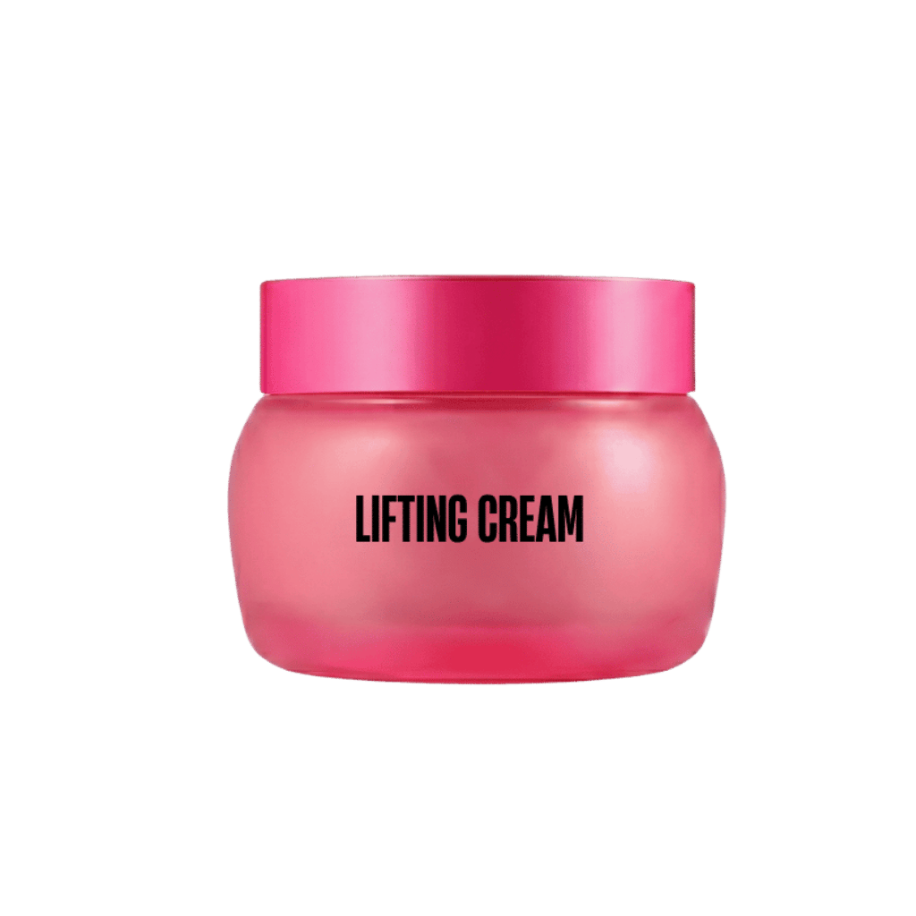 Lifting Cream in a pink jar, designed to visibly lift and define skin for a more youthful appearance.