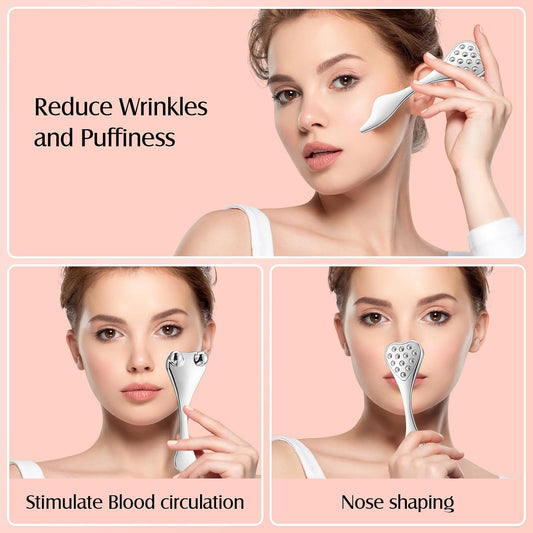 Quivy 4-in-1 Facial Metal Roller & Gua Sha Tool