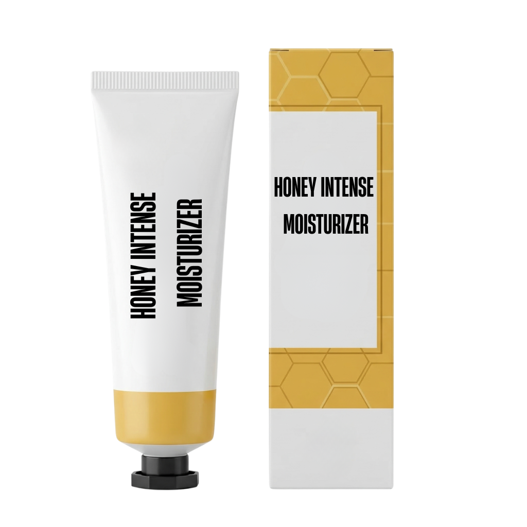 Honey Intense Moisturizer tube and box featuring a rich, creamy texture for deep hydration and nourishing skincare.