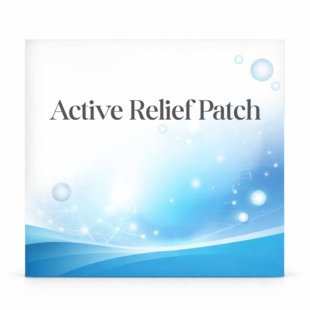 Active Relief Patch packaging featuring a smooth blue design for skincare care.