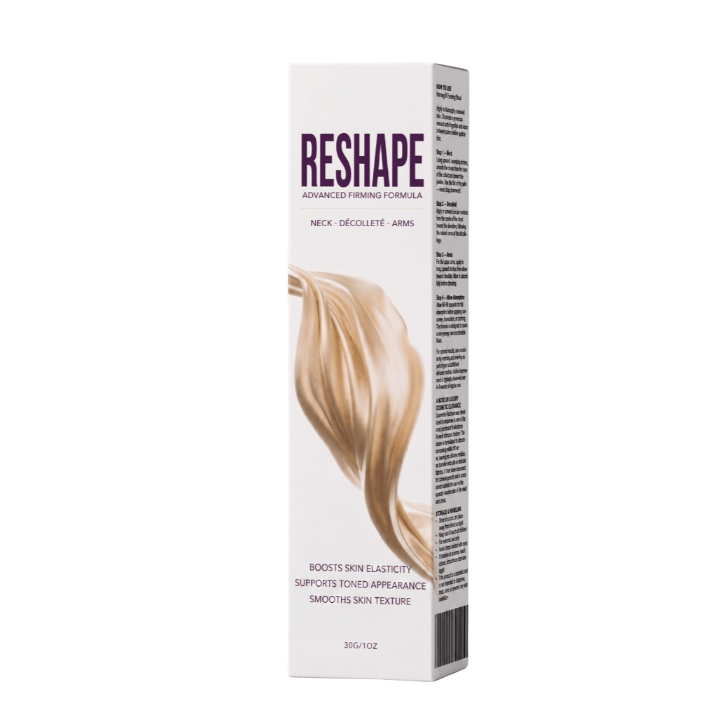 Premium Reshape Lifting Cream packaging featuring advanced firming formula for neck and décolleté.
