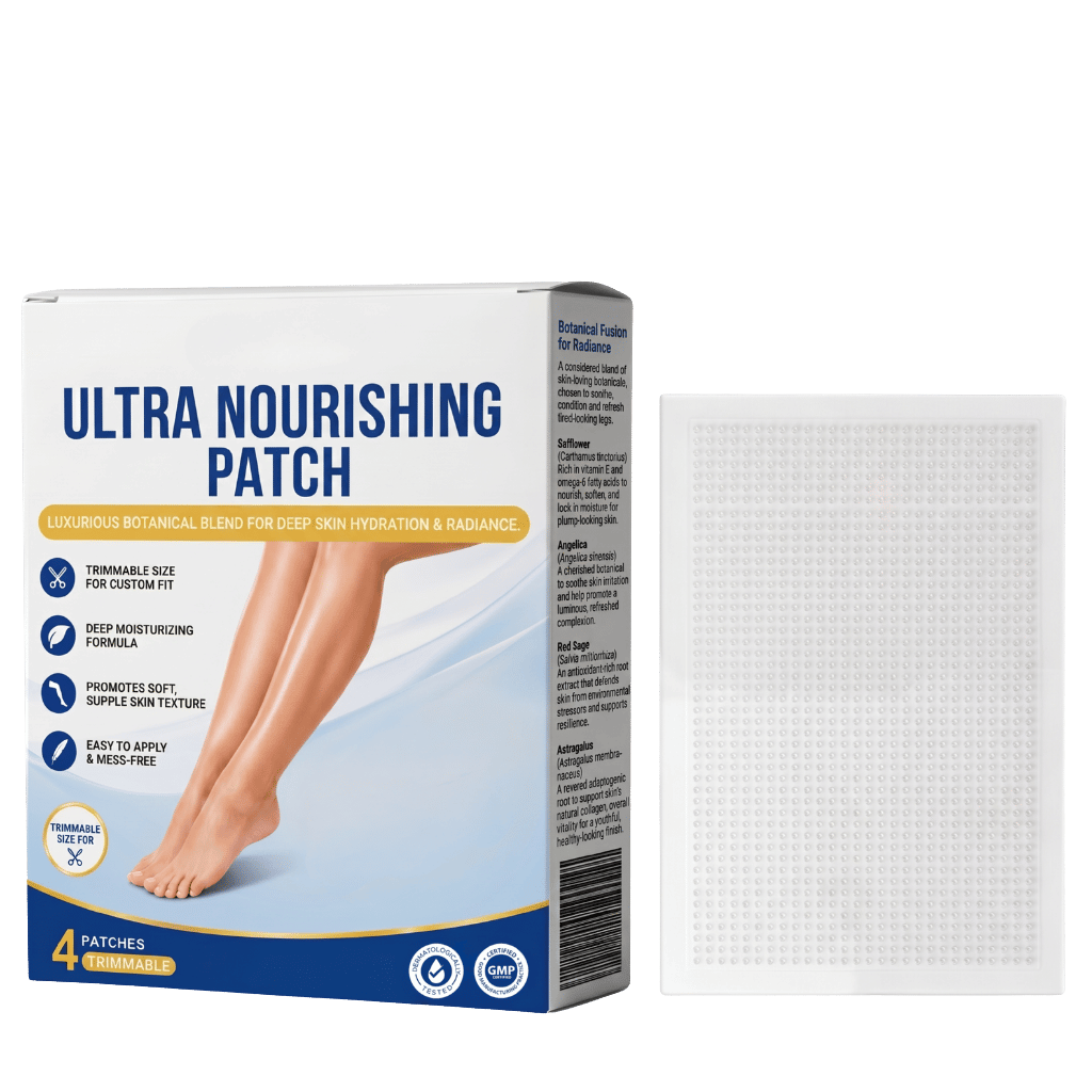 Ultra Nourishing Patch skincare product packaging with two patches for deep hydration and nourishment.