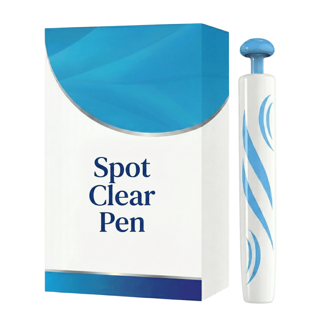 Spot Clear Pen product packaging and pen for targeted skincare solutions.