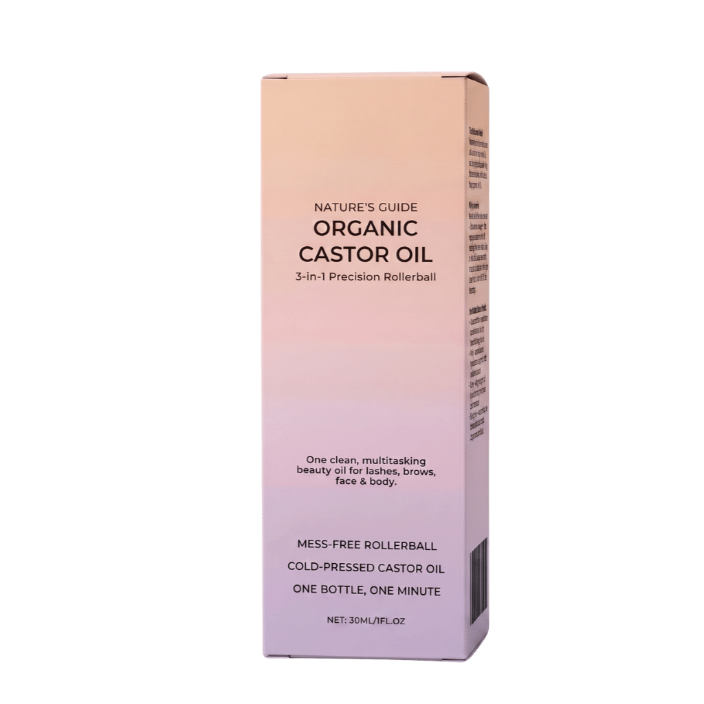 Organic Castor Oil Roll-On with precision rollerball for nourished skin and hydration.