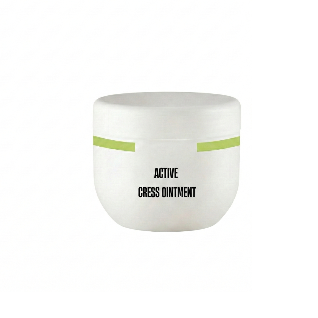 Active Cress Ointment nourishing skincare formula in a jar for clearer and smoother complexion