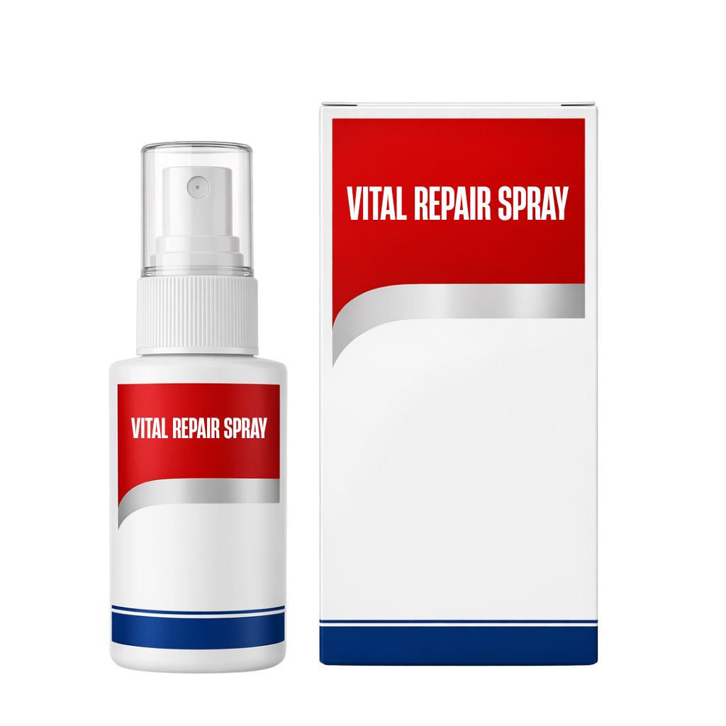Vital Repair Spray bottle and packaging showing lightweight skincare mist for a balanced complexion.