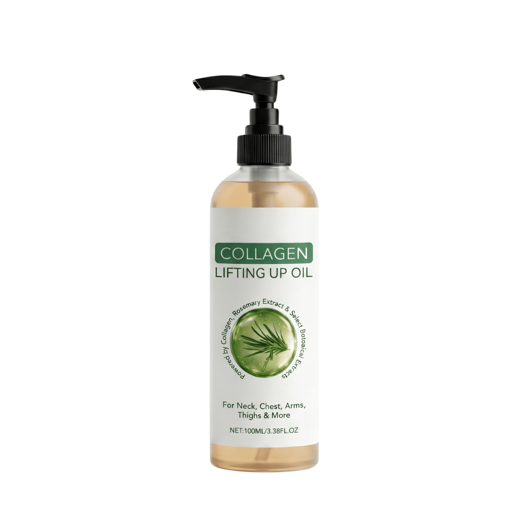 Lifting Up Oil bottle featuring collagen formula for lifted skin on neck, chest, arms, thighs and more.