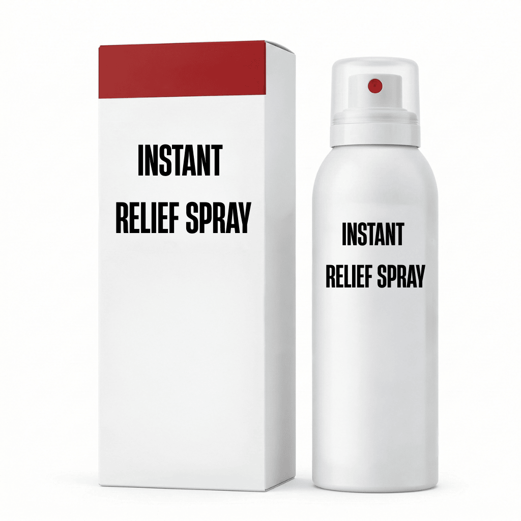 Instant Relief Spray bottle and box for refreshing stressed skin.