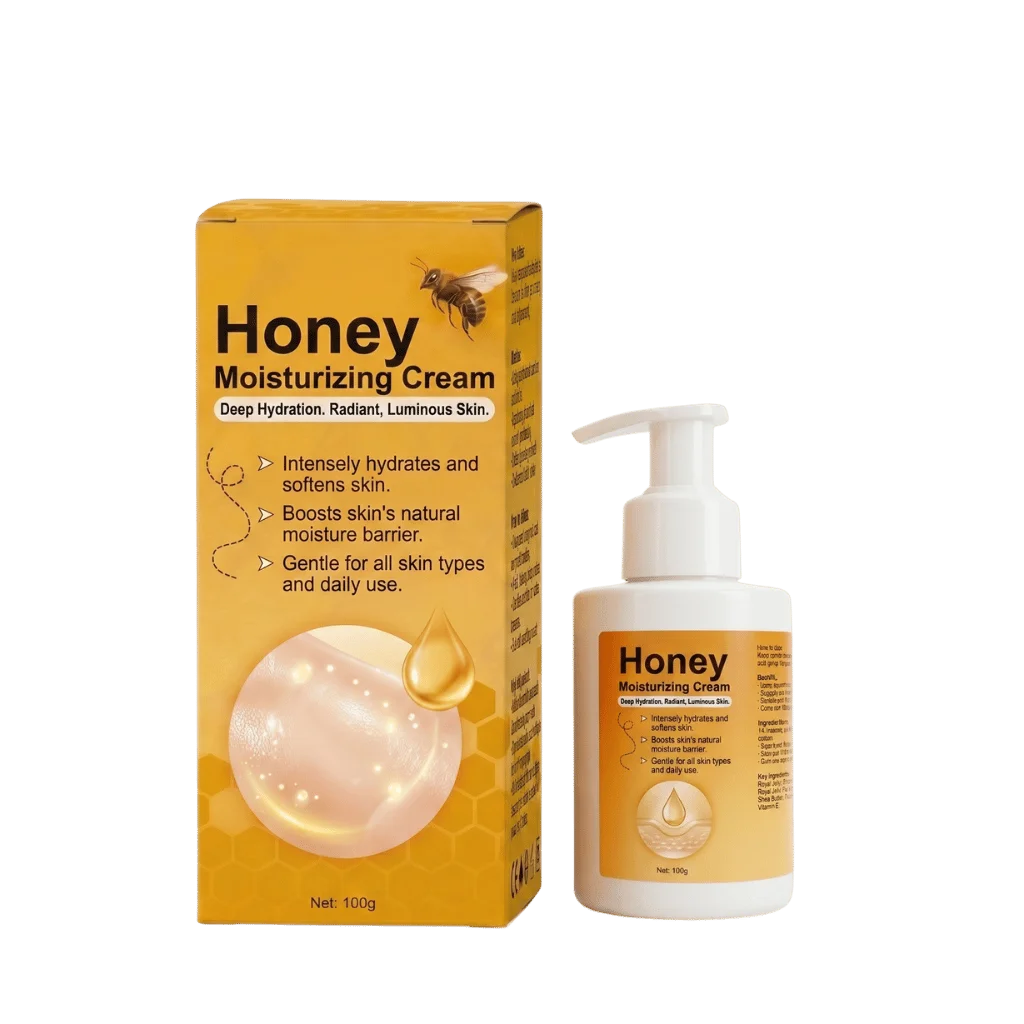Elite Honey Moisturizing Cream in a box and pump bottle for deep hydration and radiant skin.