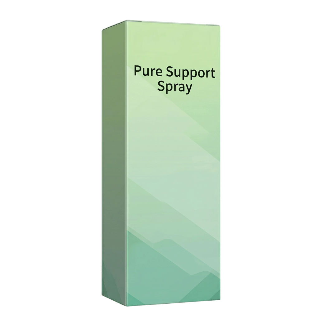 Pure Support Spray packaging showing a sleek design for skincare hydration and freshness.