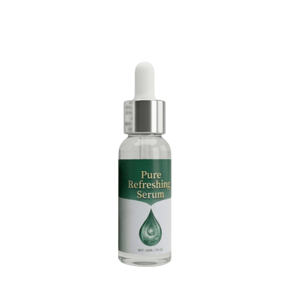 Premium Pure Refreshing Serum in a glass dropper bottle for a radiant skincare glow.