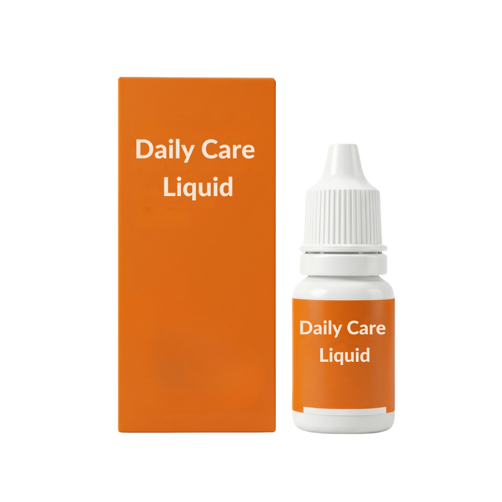 Daily Care Liquid bottle and box for daily fur-care support for pets.