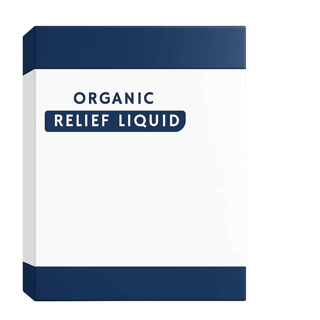 Packaging of Organic Relief Liquid, a lightweight skincare formula for smooth, radiant skin.