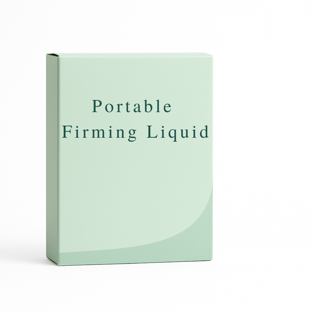 Packaging for Portable Firming Liquid, a botanical oil for smooth-feeling skin and daily hydration.
