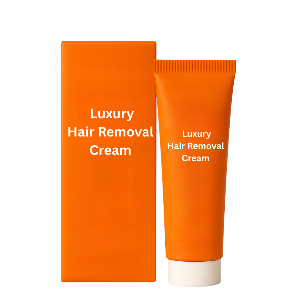 Luxury Hair Removal Cream tube and box for smooth, polished skin care routine.