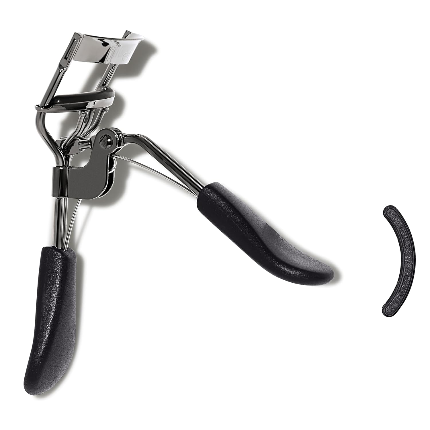 Quivy ProLuxe Lash Curler with ergonomic handles and a bonus rubber pad for comfortable eyelash curling.