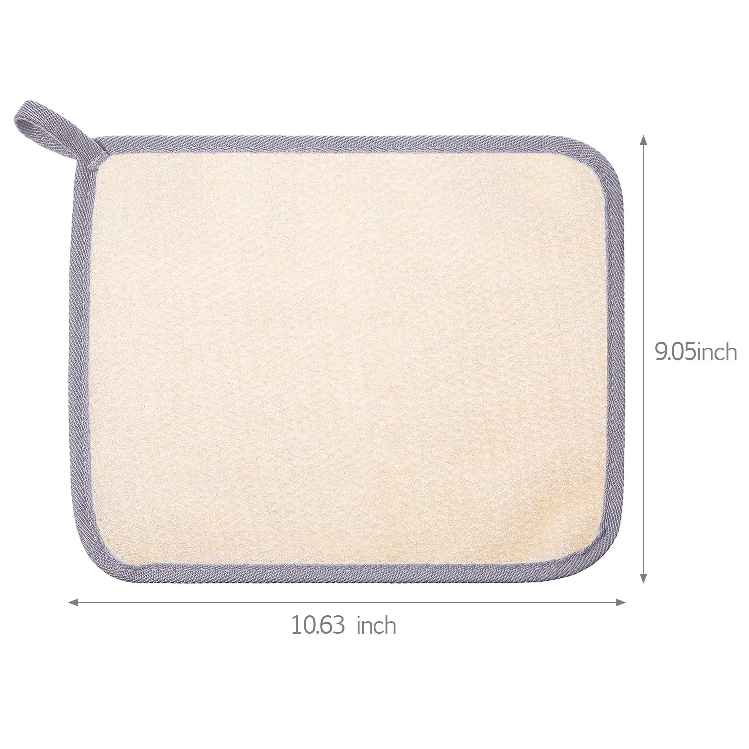 Quivy SkinTowel exfoliating cloth dimensions 10.63x9.05 inches, soft textured surface for deep cleansing and renewal.